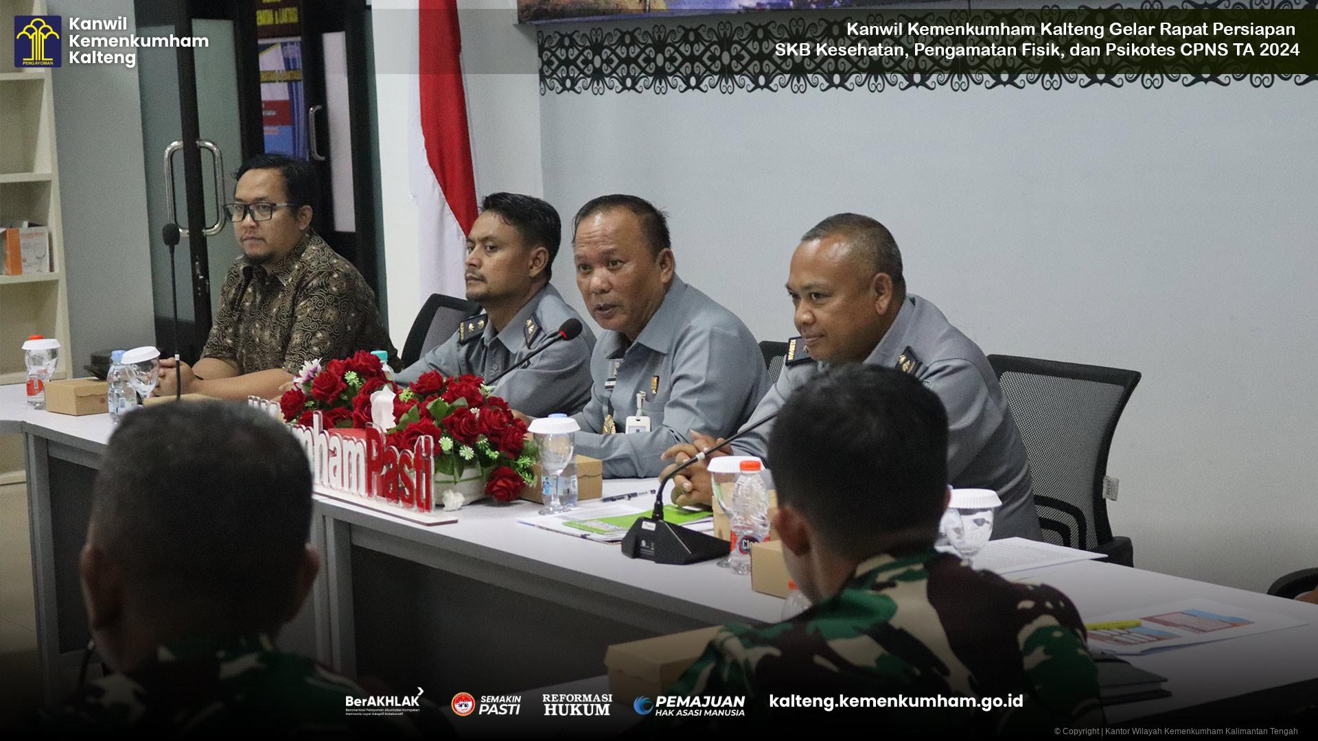 Kanwil Kemenkumham Kalteng Gelar Rapat Persiapan SKB Kesehatan, Pengamatan Fisik, dan Psikotes CPNS TA 2024